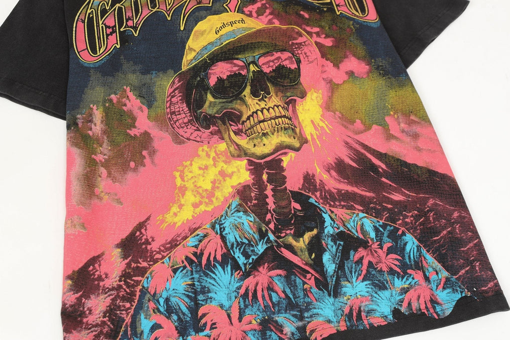 Godspeed Washed Black Skull Graphic T-Shirt
