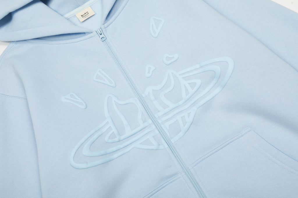 Sp5der Light Blue Tonal Graphic Zip Hoodie & Sweatpants Set