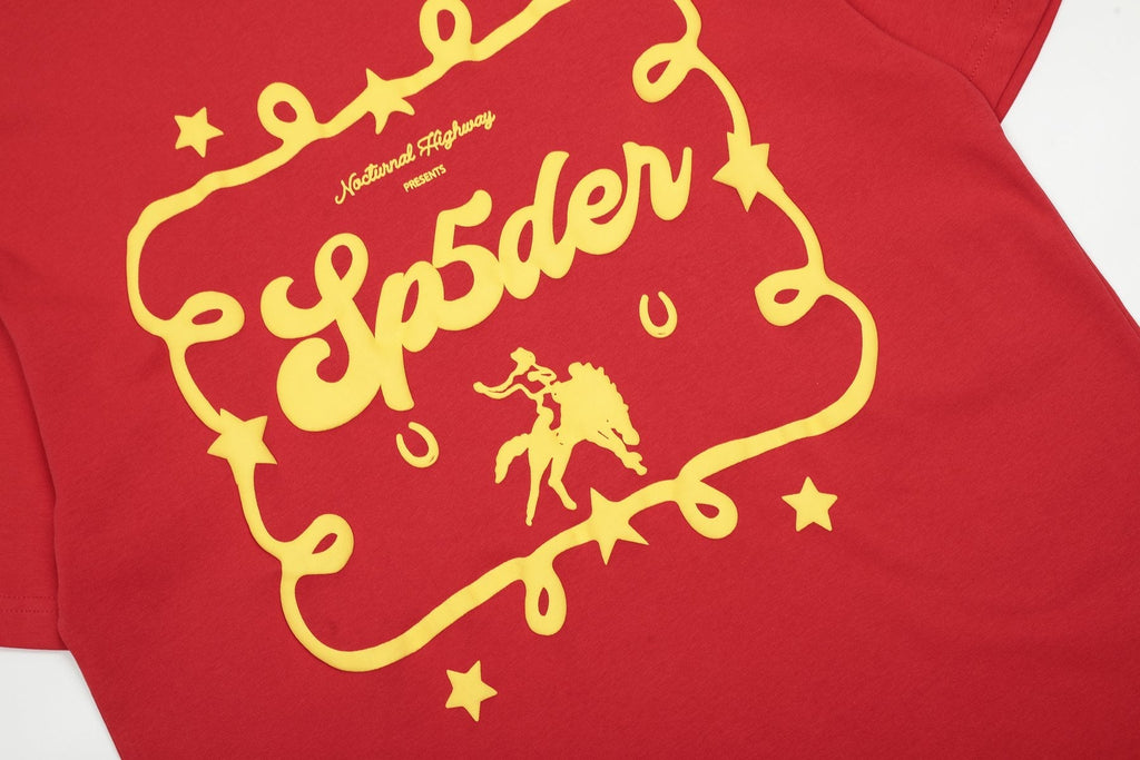 Sp5der Yellow Western Graphic Red T-Shirt