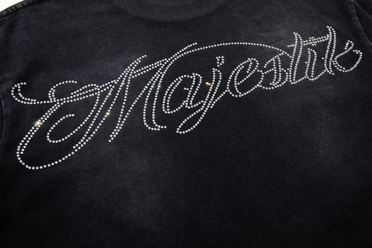 MAJESTIK Washed Black Horse Graphic T-Shirt