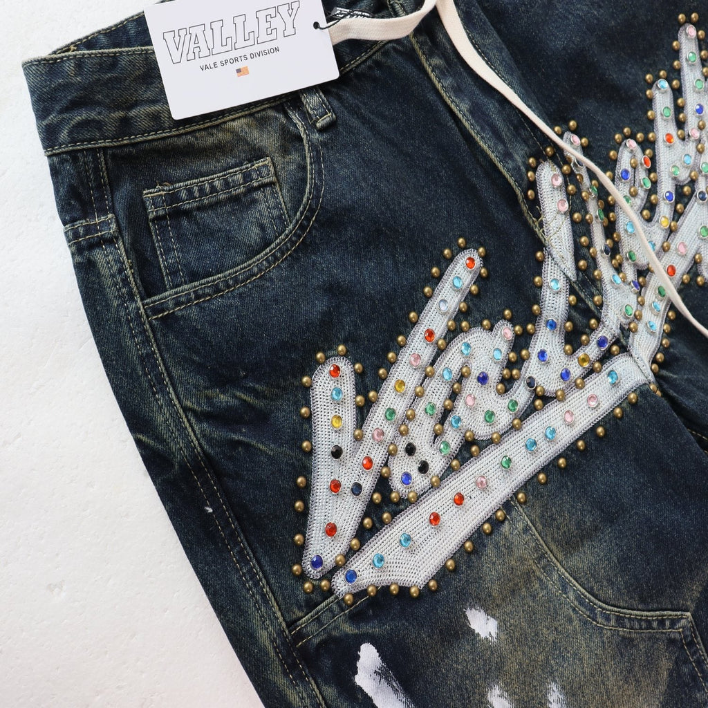 VALE Sports Division Embellished Wide-Leg Jeans