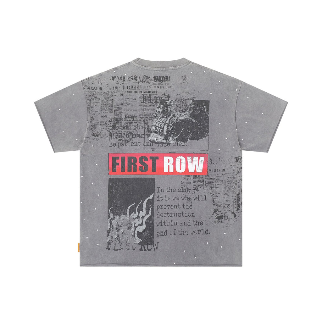 FIRST ROW Burning Flames Cropped Graphic T-Shirt