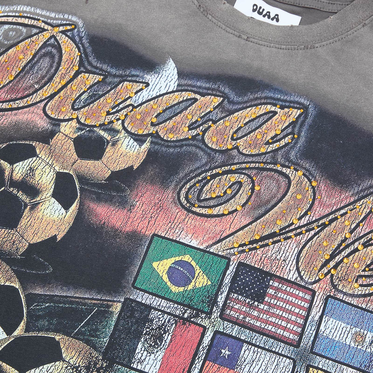 DUAA WC 93 Soccer Flag Distressed Graphic T-Shirt