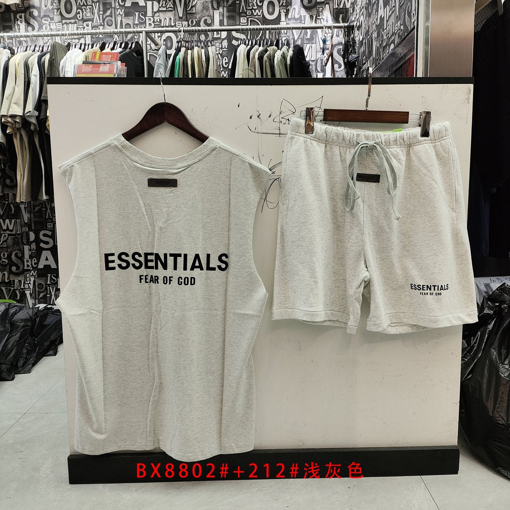 ESSENTIALS Sleeveless Top & Drawstring Shorts Set