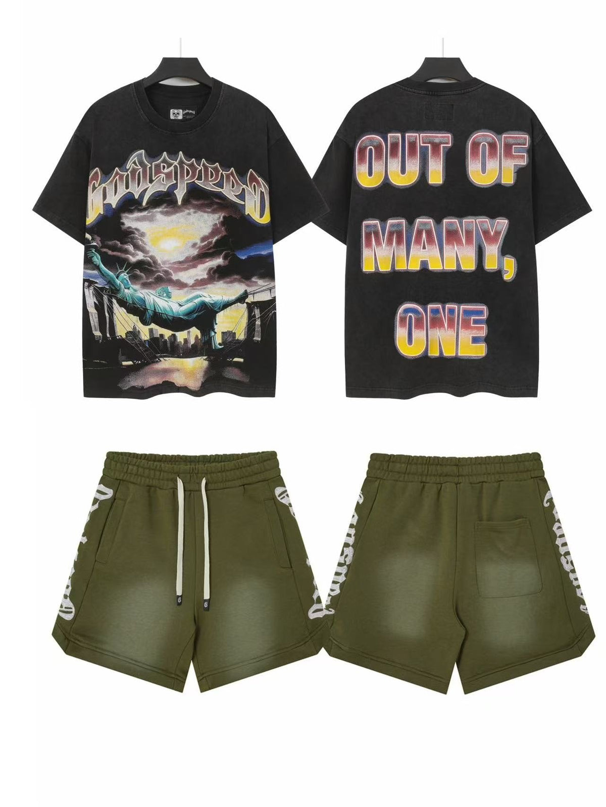 Godspeed Out Of Many Landscape T-Shirt & Shorts Set