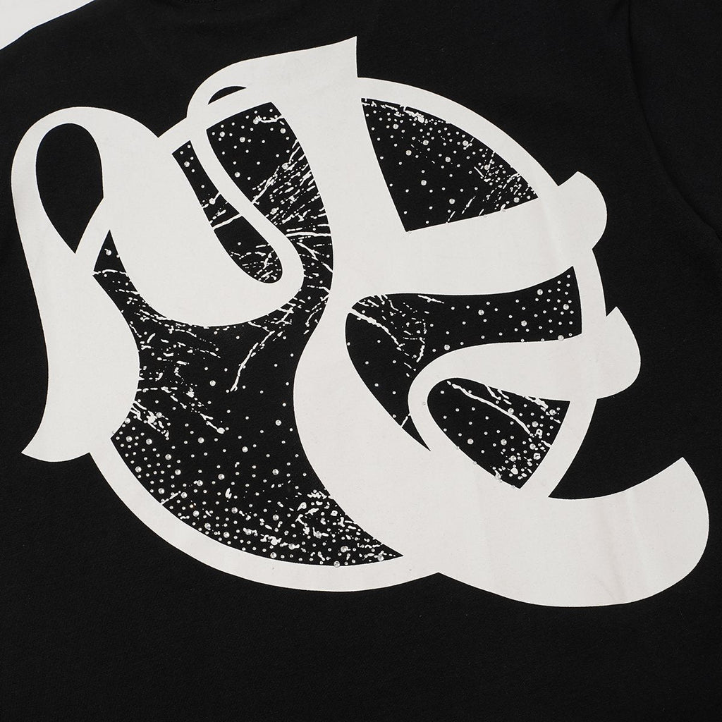 MIXED EMOTION Black Illustrated Front & Back Graphic T-Shirt
