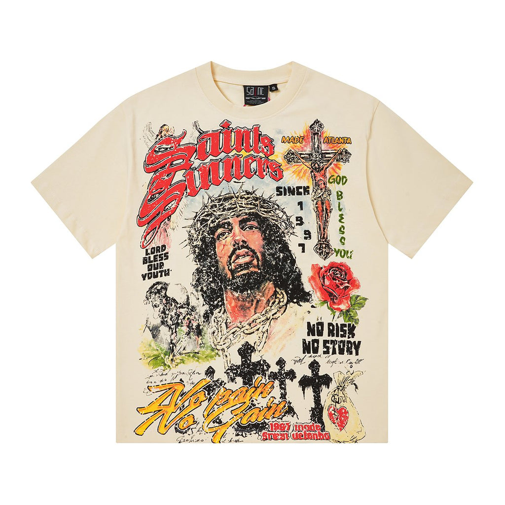 SAINT Religious-Inspired Graphic Short-Sleeve T-Shirt