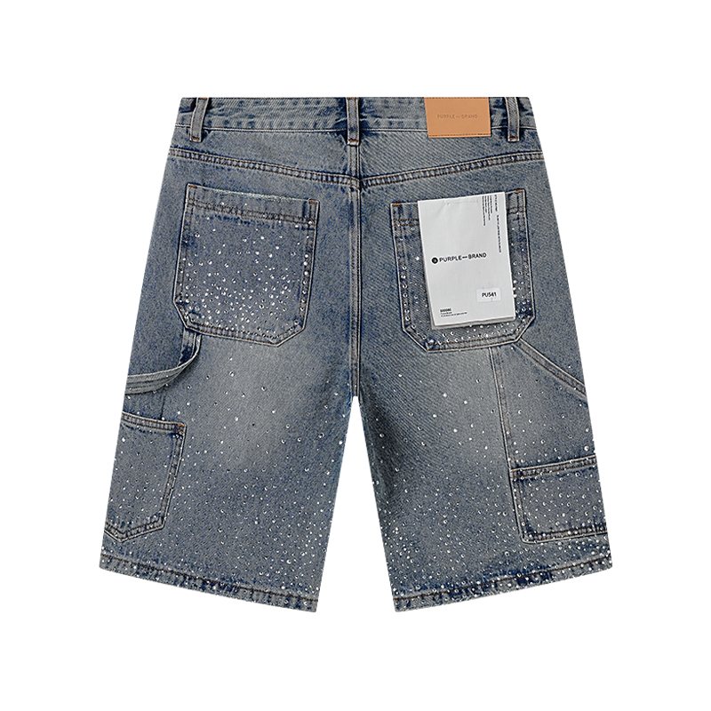 Purple Brand Rhinestone Splatter Denim Shorts
