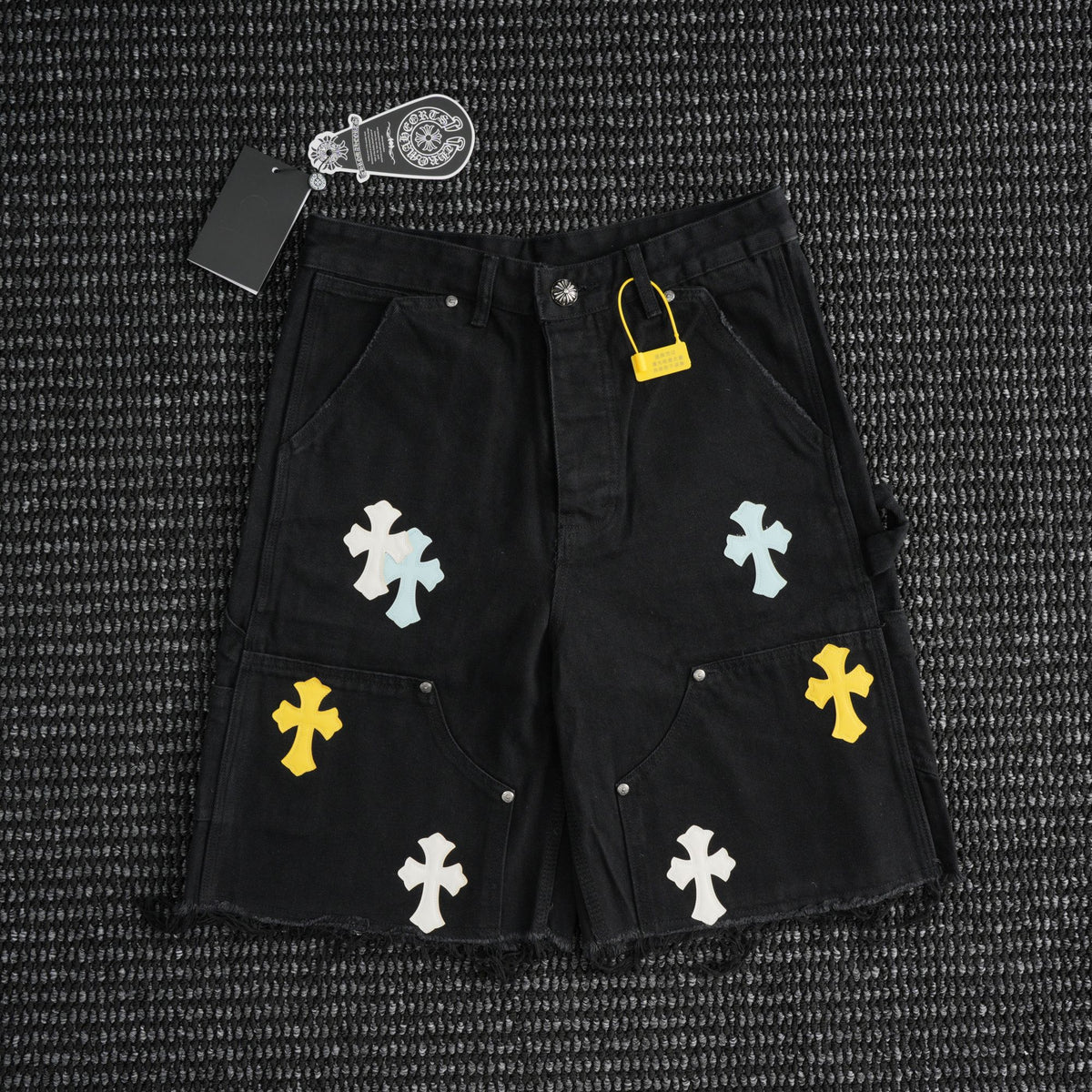 Chrome Hearts Cross Applique Black Denim Shorts