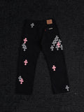 Chrome Hearts Cross Graphic Black Denim Pants