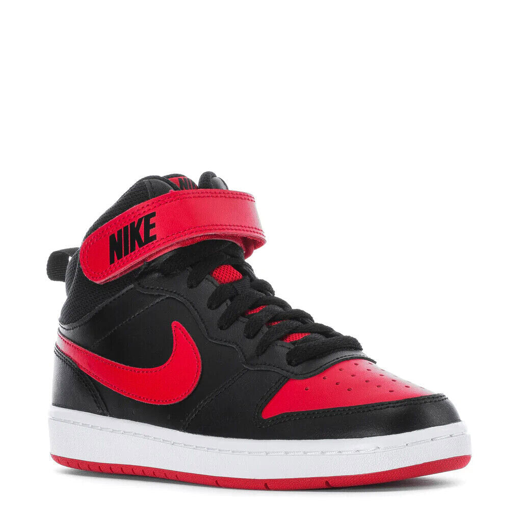 Big Kid's Nike Court Borough Mid 2 Black/University Red-Wht (CD7782 003)