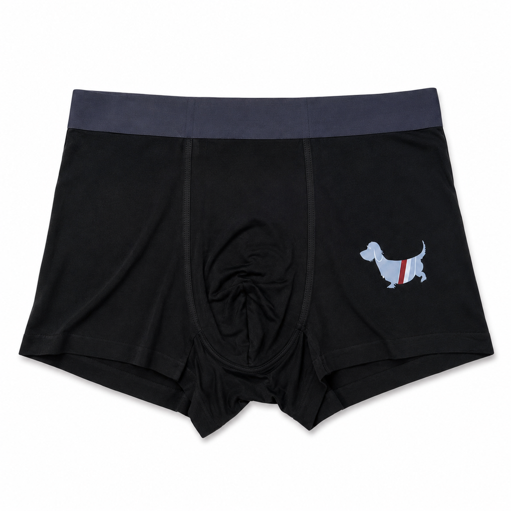 Thom Browne Style Men's Cotton Boxer Briefs with Signature Four-Bar Detail