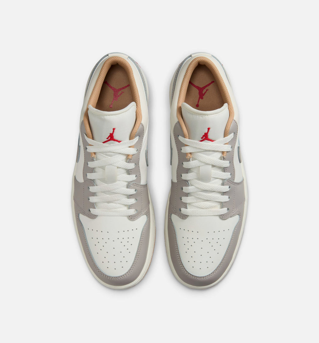 Air Jordan 1 Low Men's Lifestyle Sneakers - Sail/Fire Red/College Grey/Hemp