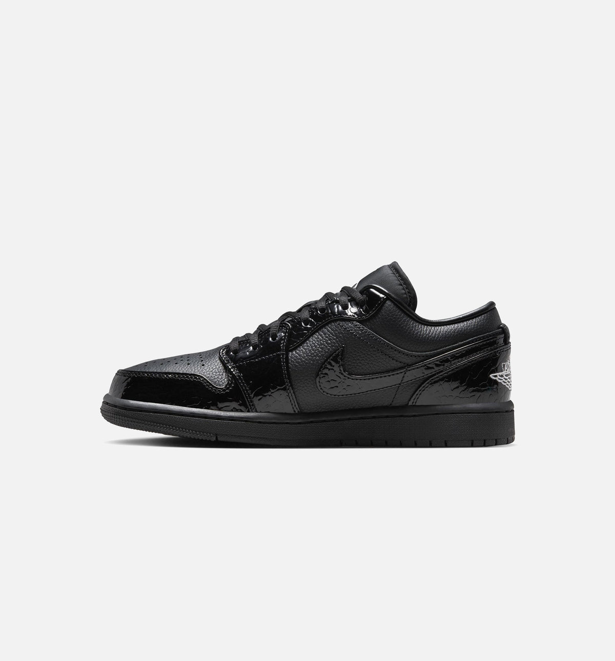 Air Jordan 1 Low Patent Elephant Women's Lifestyle Shoe - Black/White/Metallic Silver