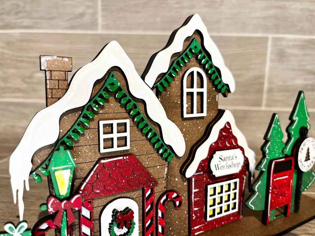 Standing Christmas Houses Santa's Village File SVG, Glowforge, LuckyHeartDesignsCO