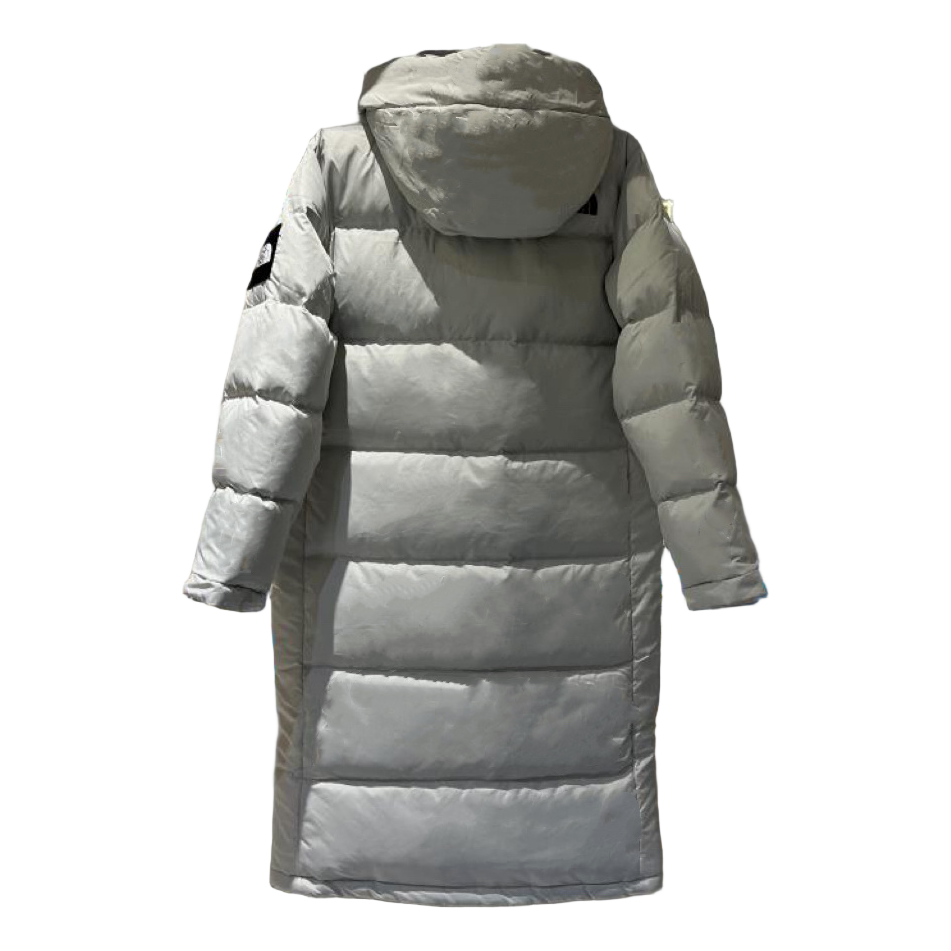 The North Face Color-Block Long Hooded Down Puffer Coat - Grey