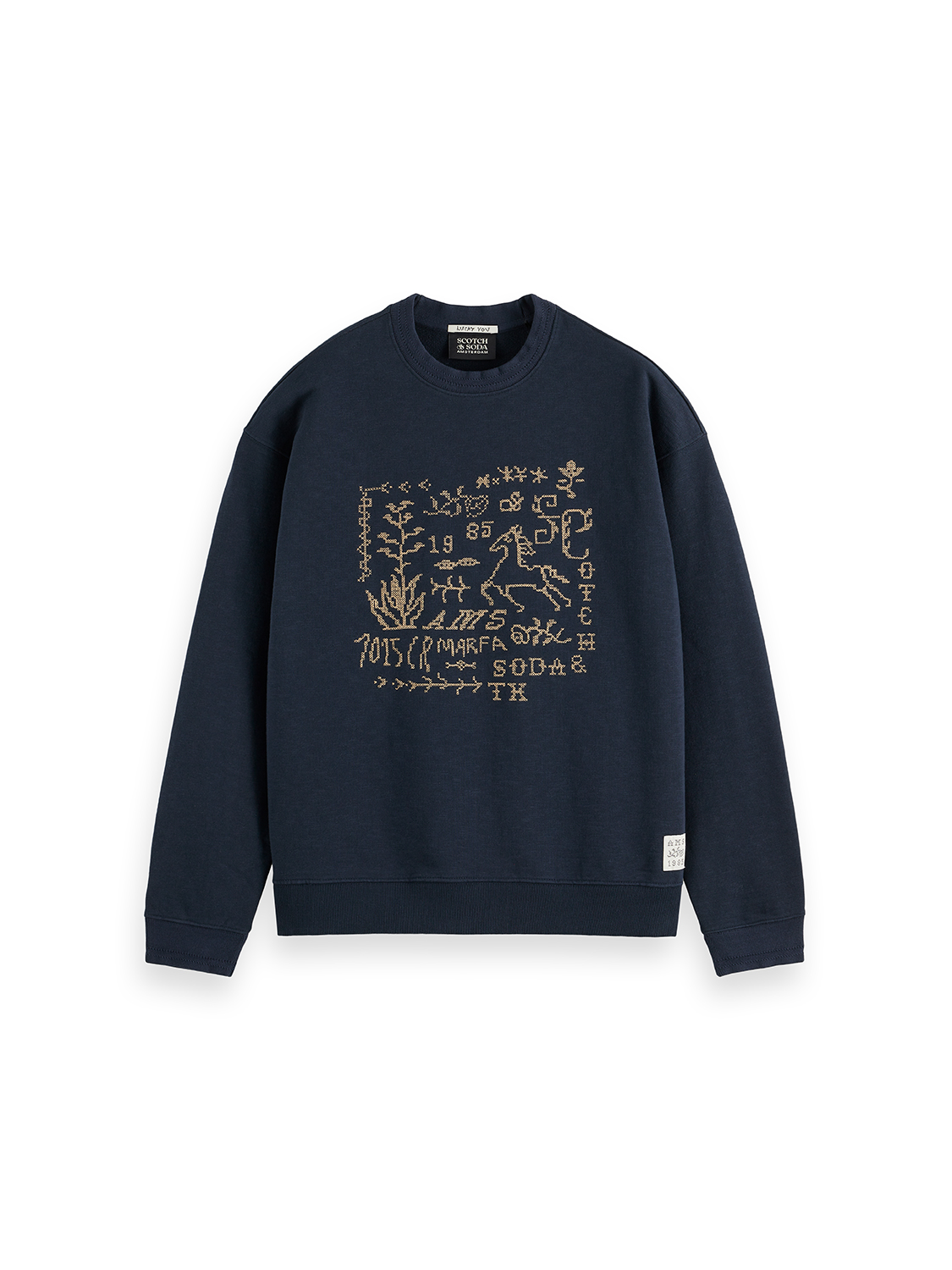 S&S Cross Stitch Artwork Relaxed-Fit Sweatshirt