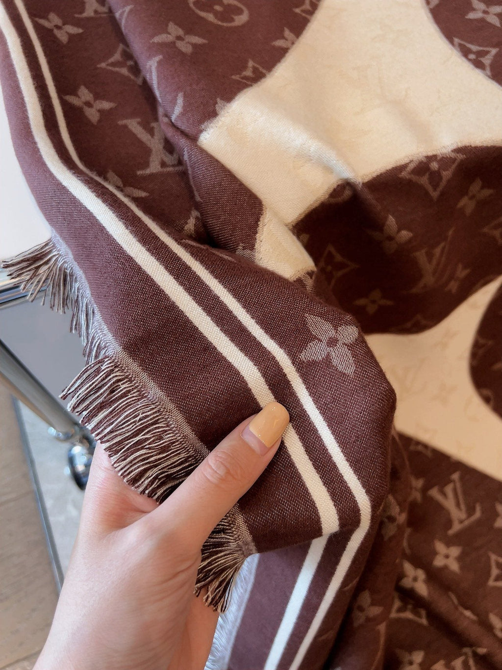 Louis Vuitton Monogram Fringe Square Scarf