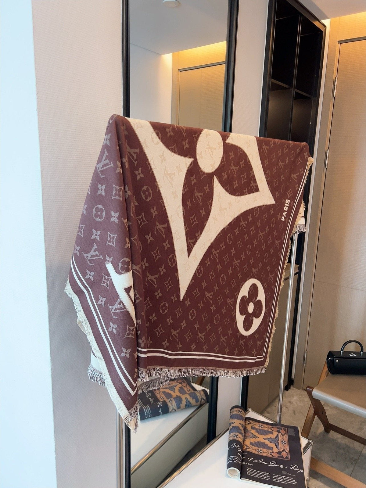 Louis Vuitton Monogram Fringe Square Scarf