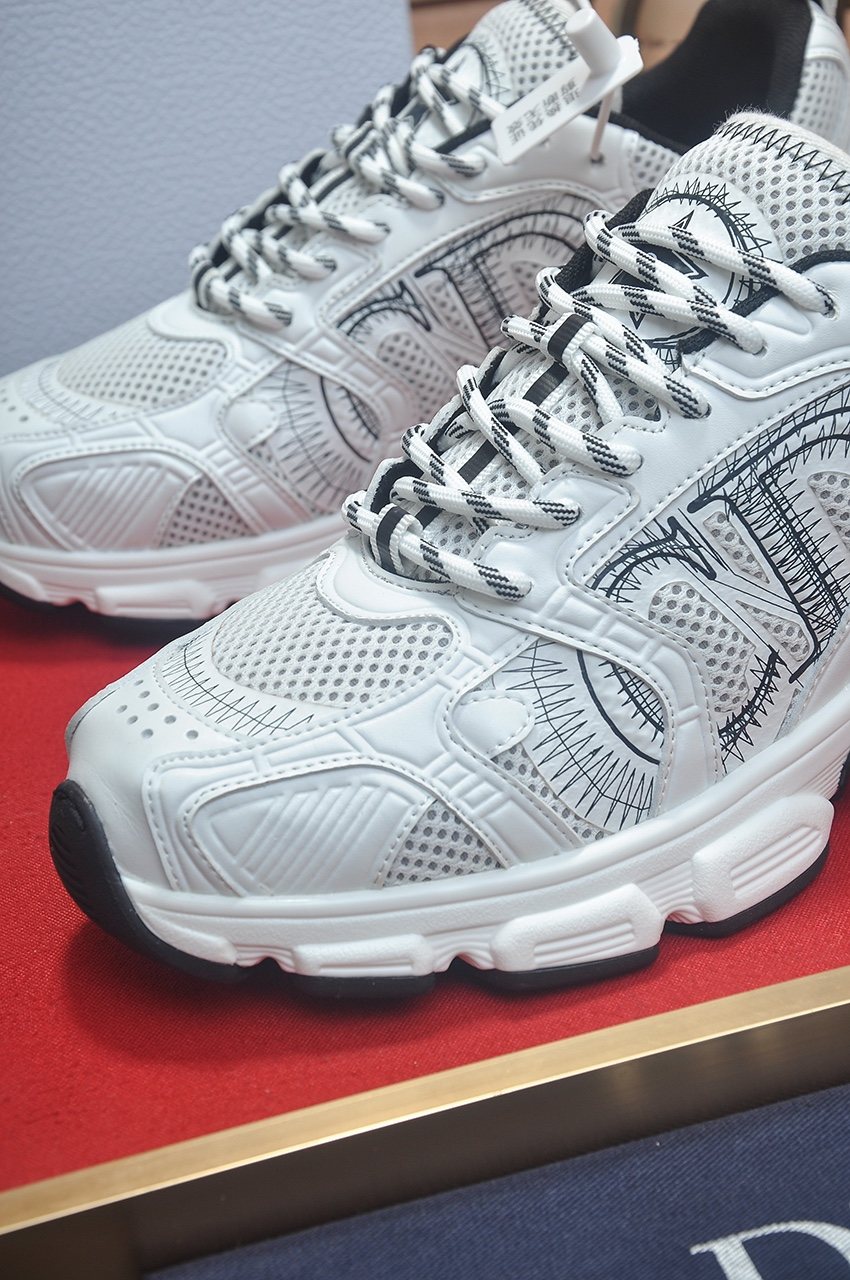 Dior Silver, White & Black Low-Top Sneakers