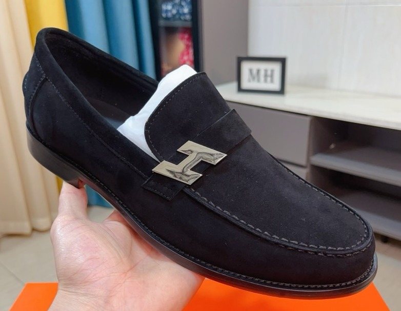 Hermès Black H-Hardware Loafers - Rubber Outsole