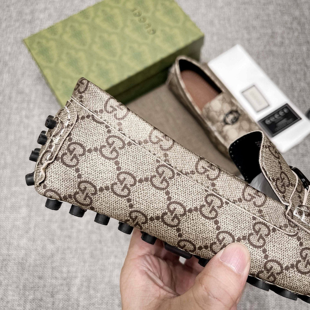 Gucci Monogram Driving Loafers