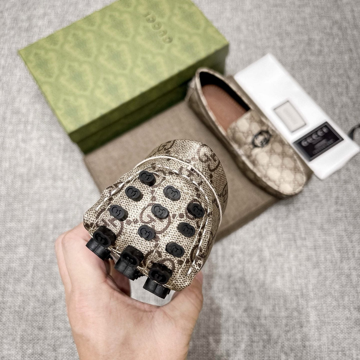 Gucci Monogram Driving Loafers