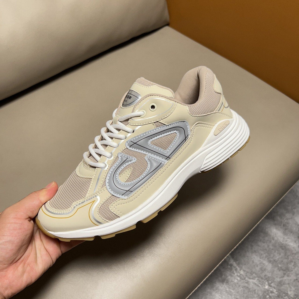 Dior B30 Cream and Gray Sneakers