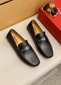 Ferragamo Black Metal-Trim Loafers