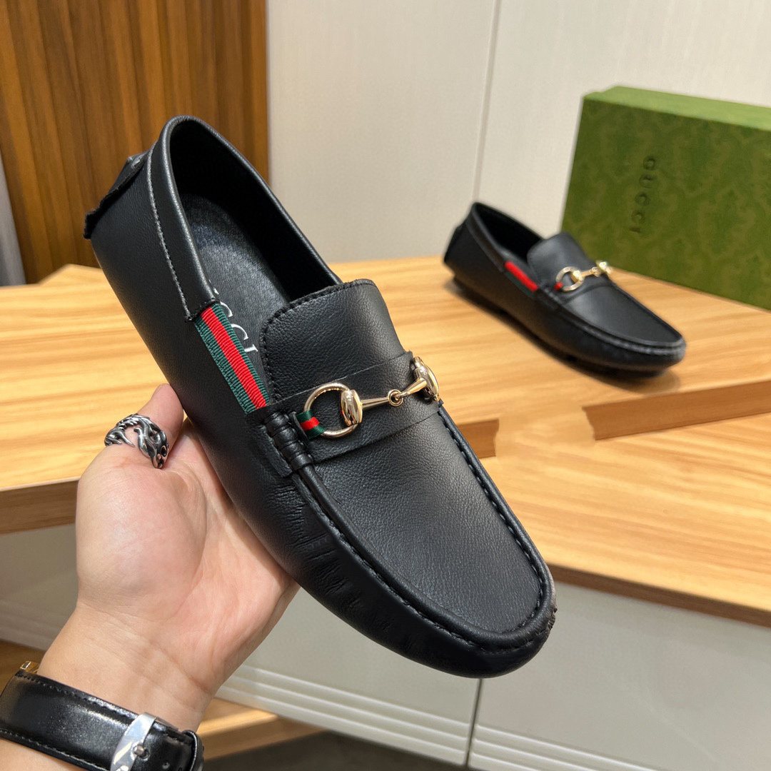 Gucci Black Stripe Bit Loafers