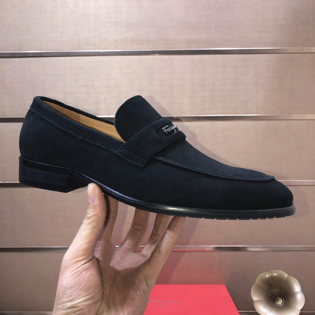 Ferragamo Black Slip-On Loafers