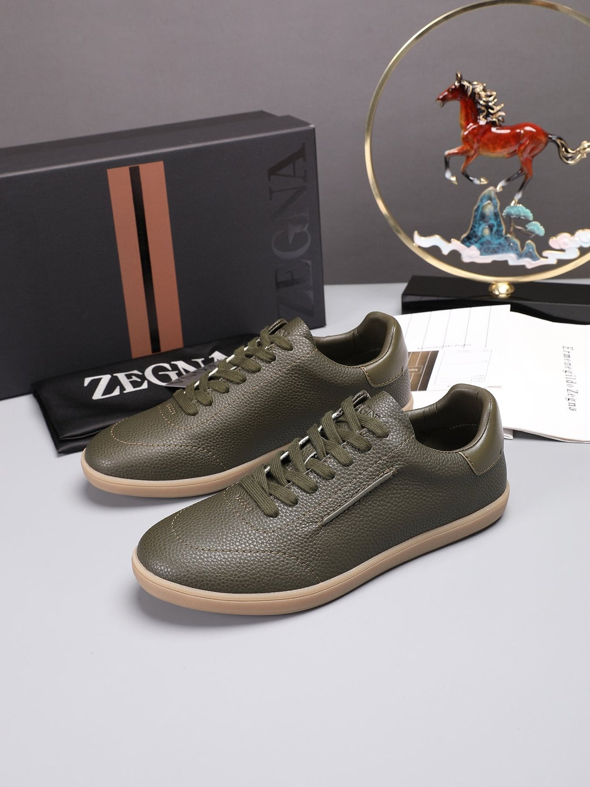 ZEGNA Textured Leather Low-Top Sneakers