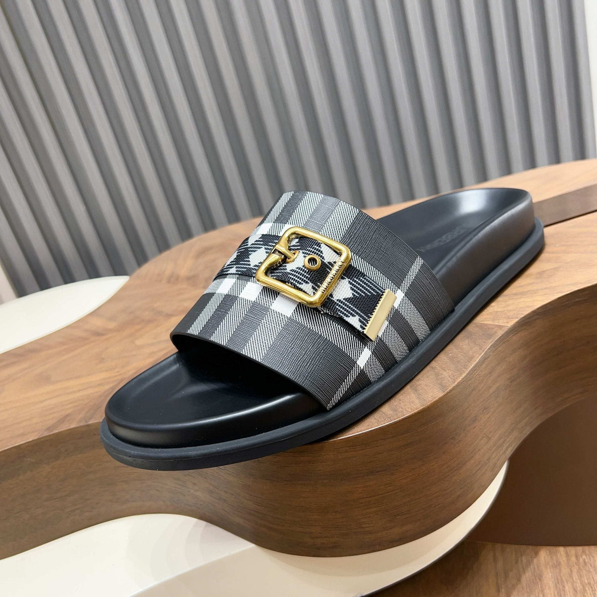 Burberry Check Buckle Slide Sandals