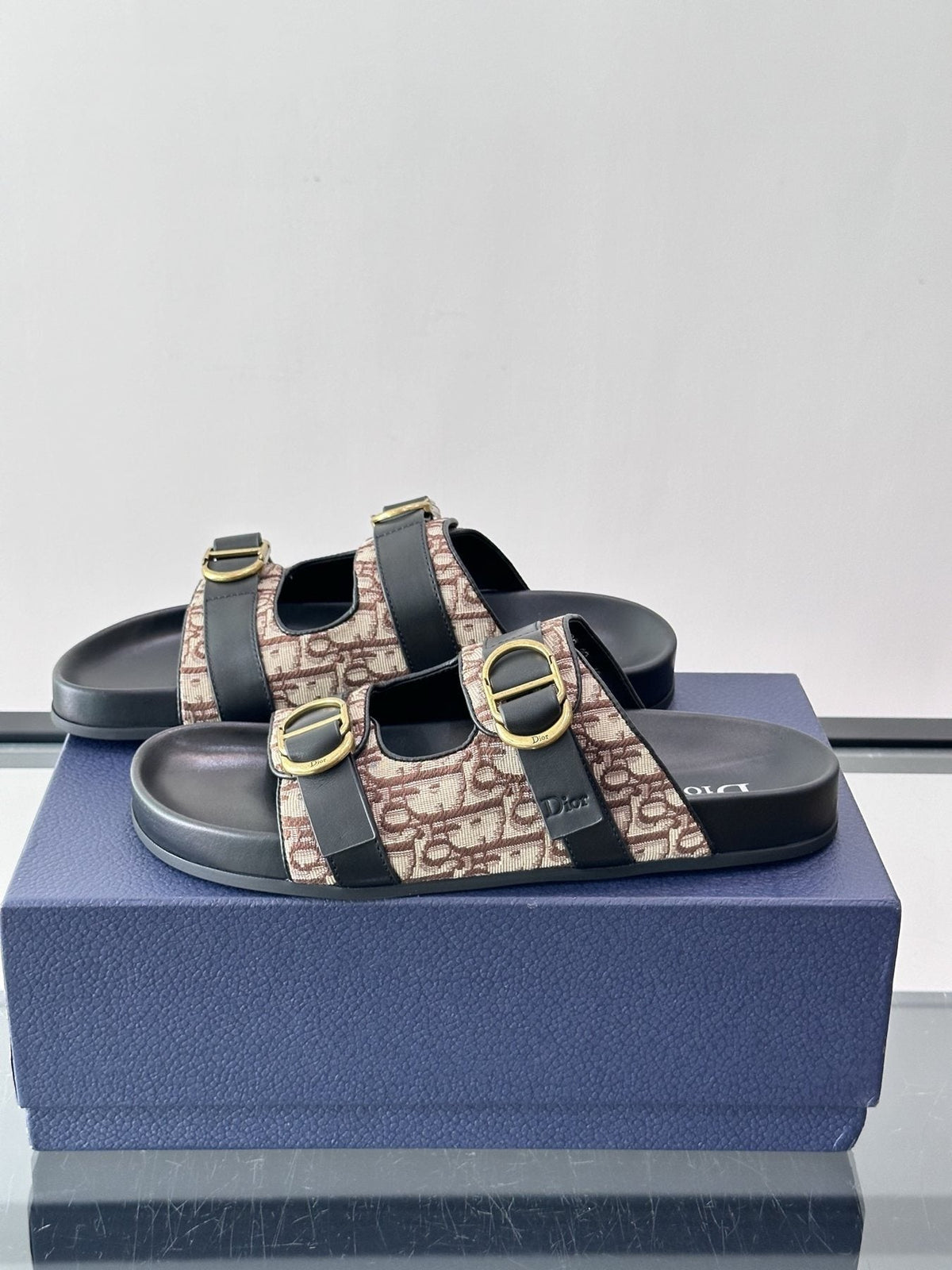 Dior Aqua Two-Strap Slide Sandals