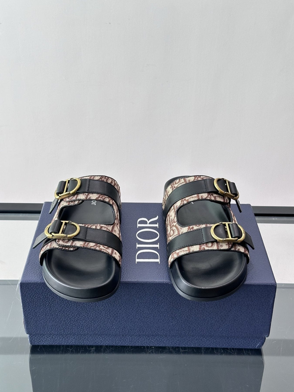 Dior Aqua Two-Strap Slide Sandals