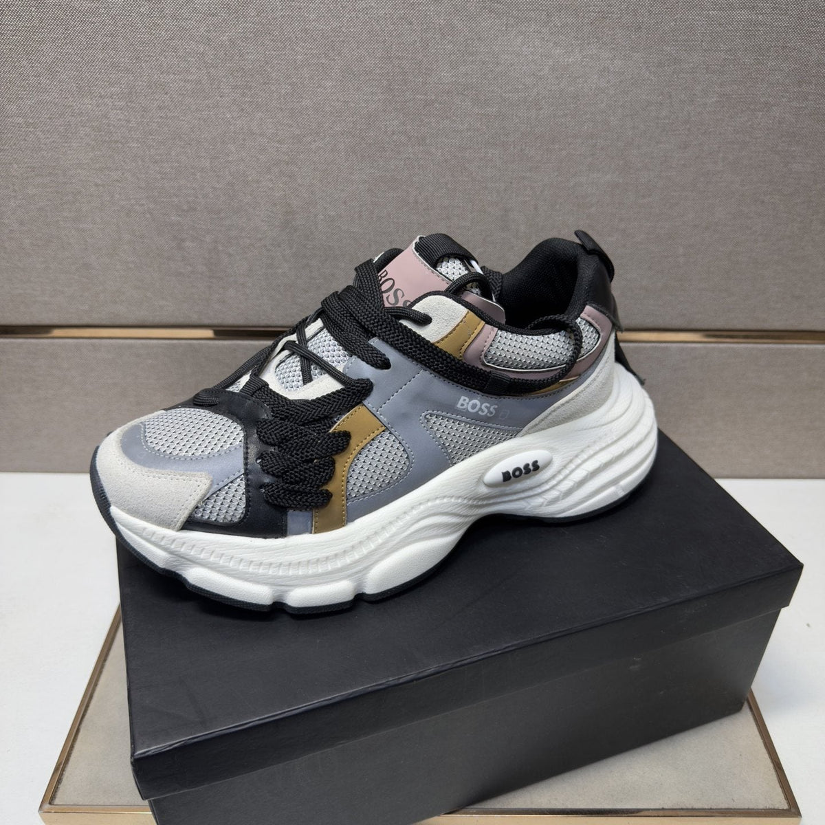 BOSS Men's Mesh Panel Low-Top Sneakers