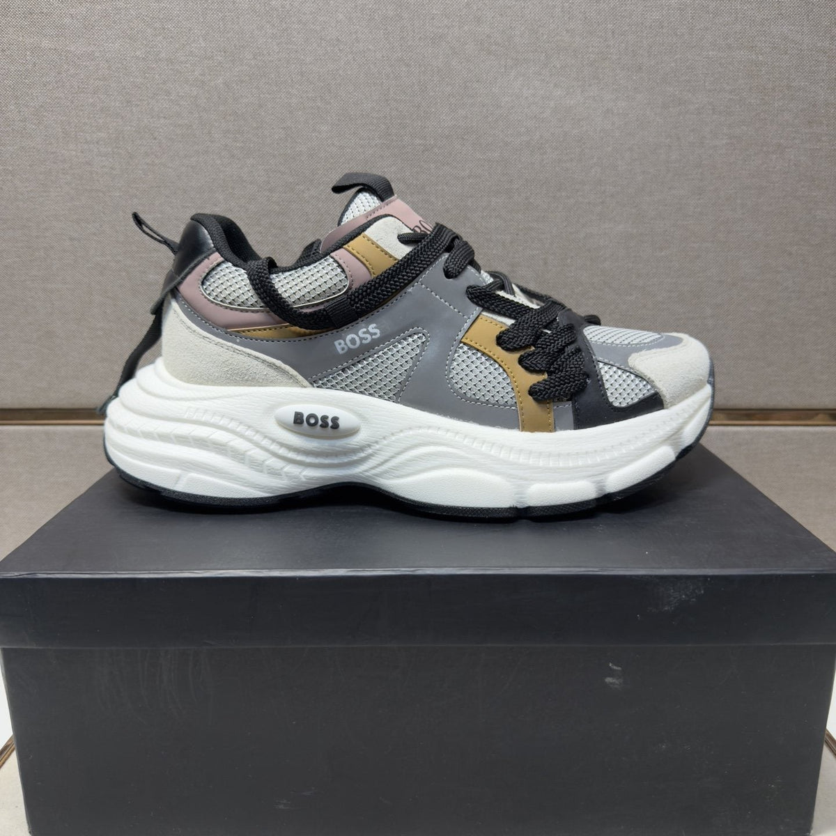 BOSS Men's Mesh Panel Low-Top Sneakers