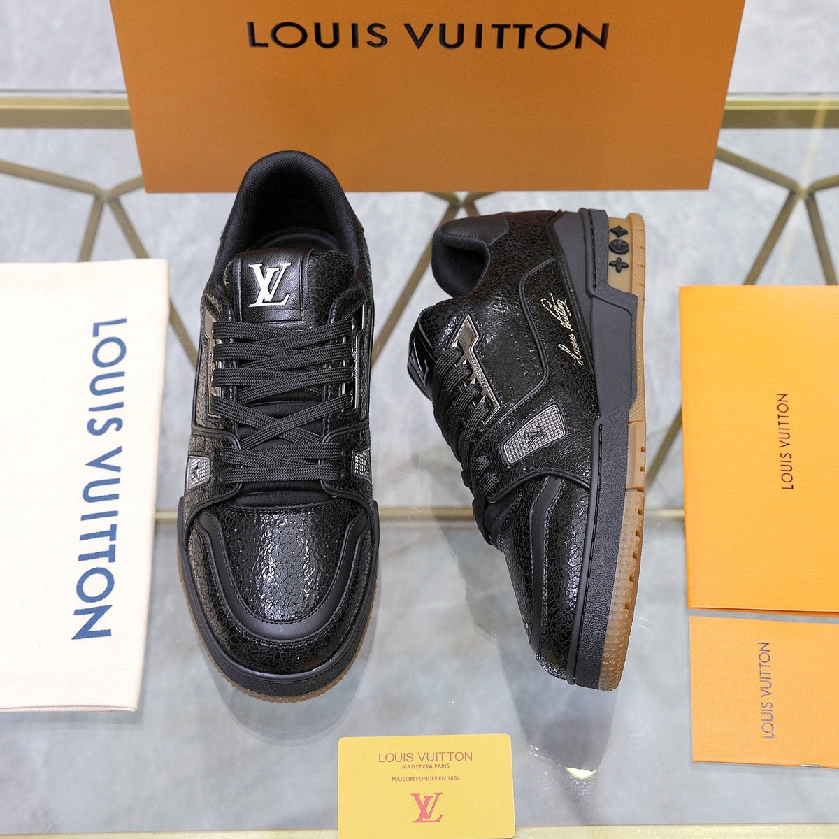Louis Vuitton Metallic Crackle Low-Top Sneakers