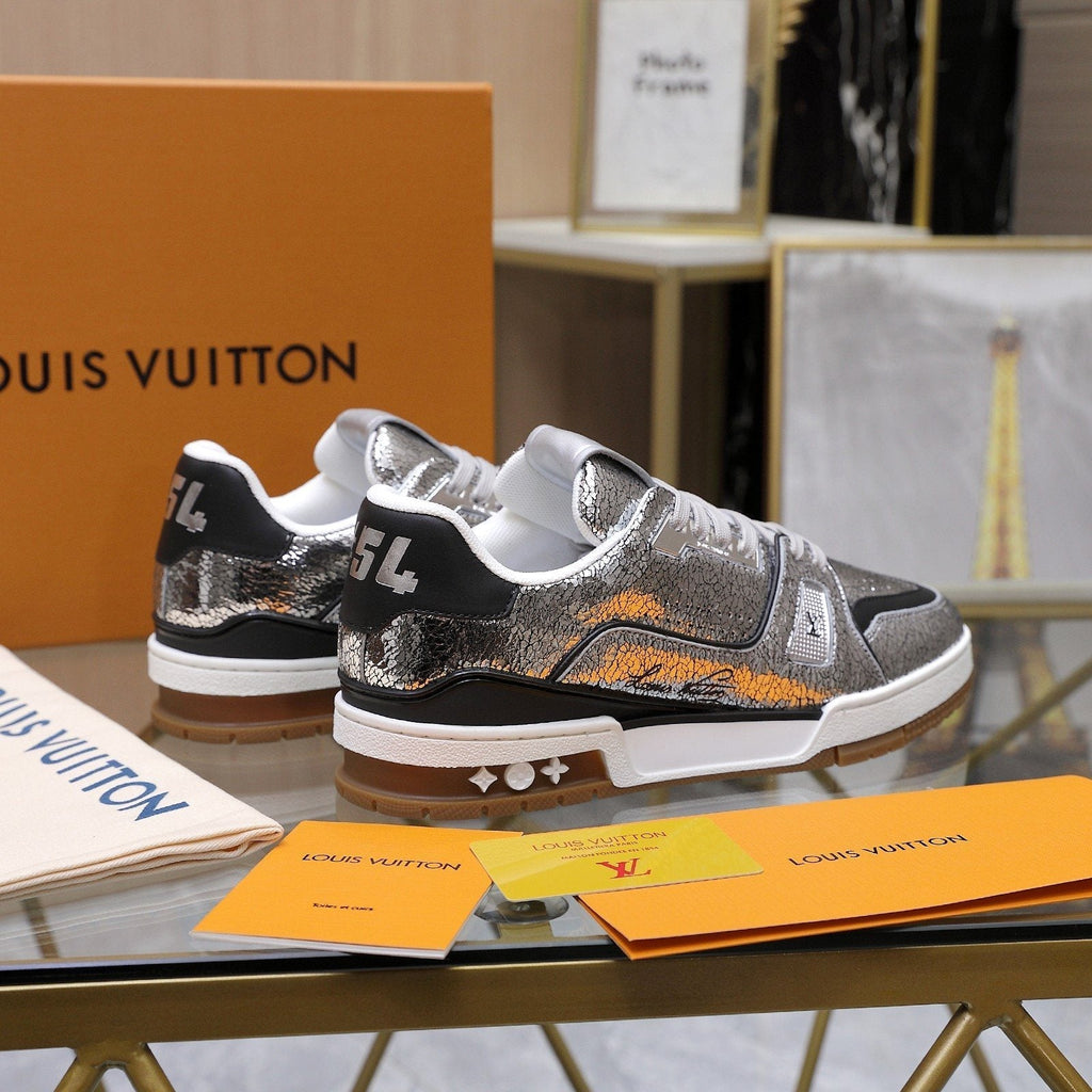 Louis Vuitton Metallic Crackle Low-Top Sneakers