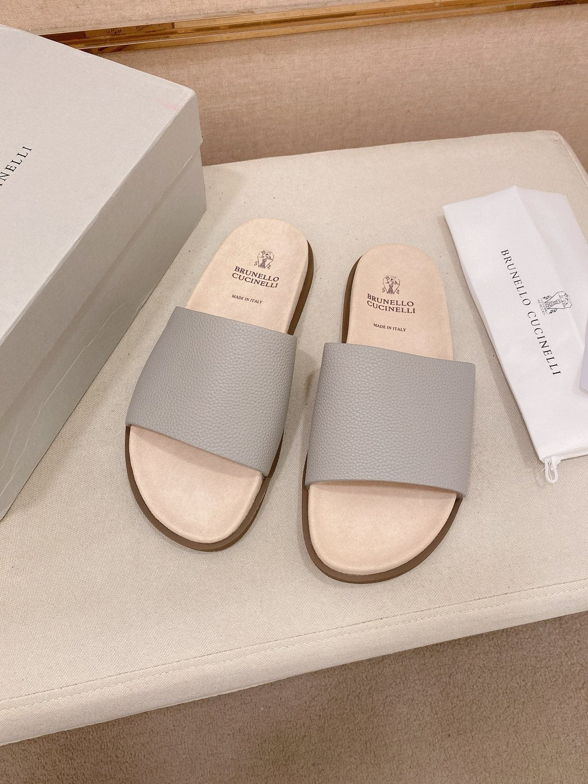 Brunello Cucinelli Men's Wide-Strap Slide Sandals - Wide Single-Strap Upper