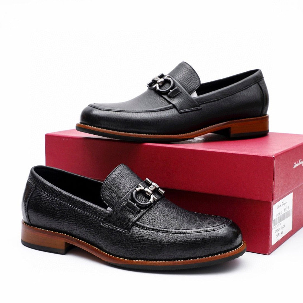 Salvatore Ferragamo Men's Black Leather-Look Bit Loafers