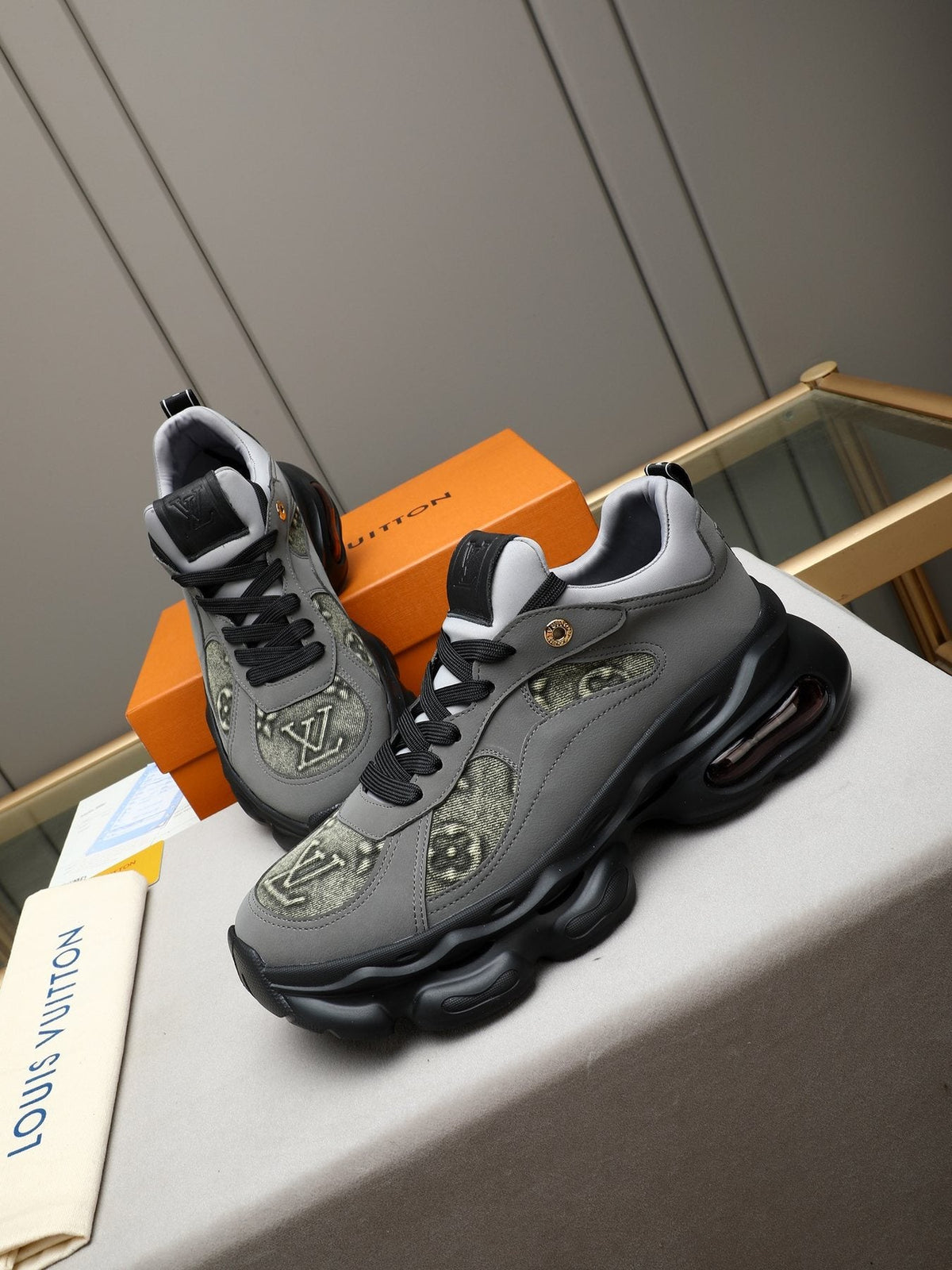 Louis Vuitton Patterned Panel Chunky Sneakers