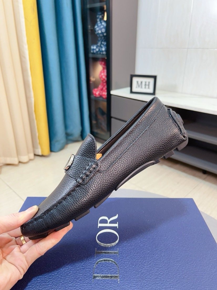 Dior Pebbled Buckle Loafers
