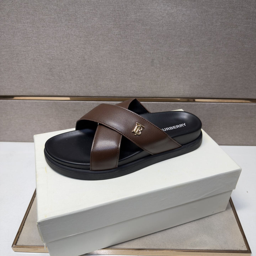Burberry Men's Cross-Strap Slide Sandals