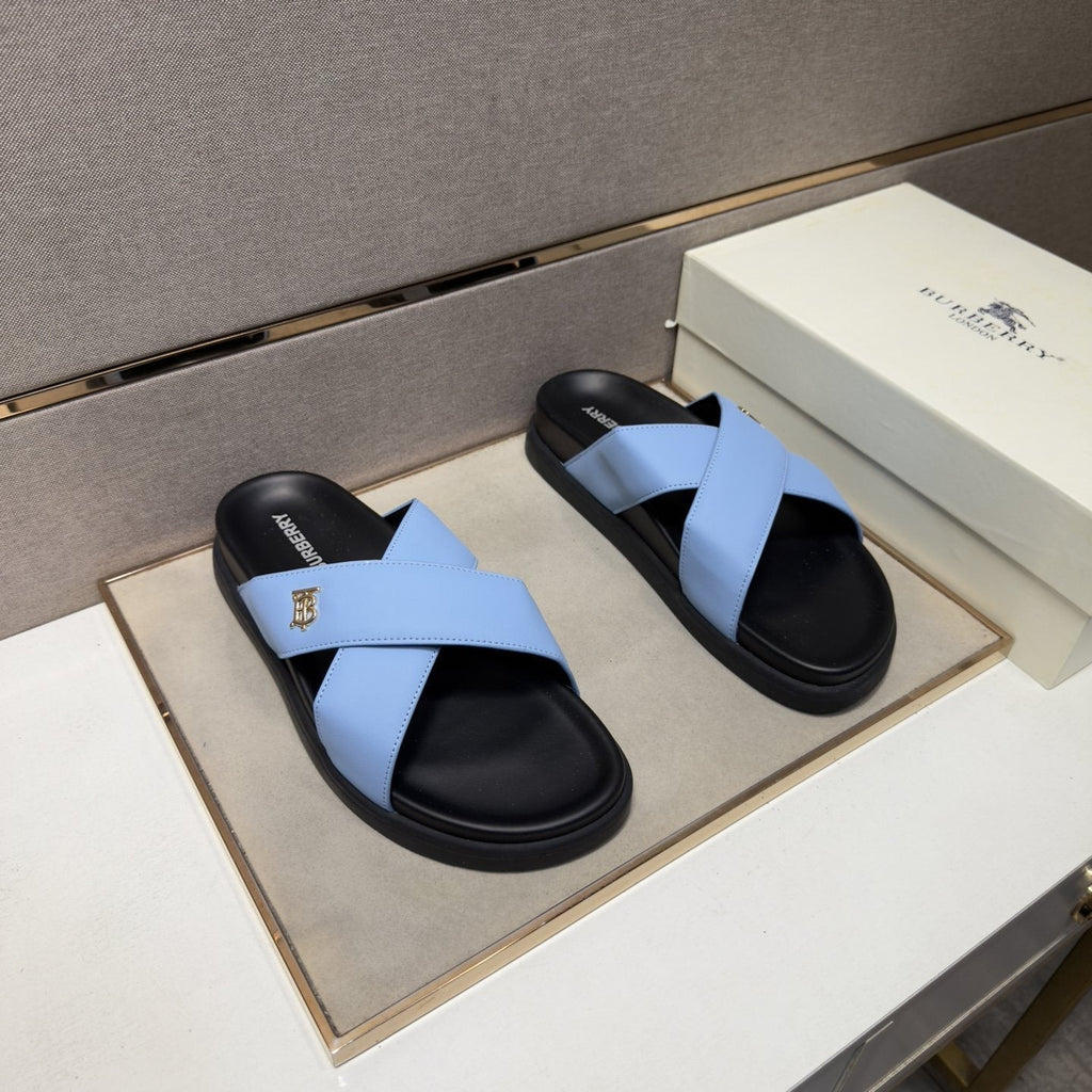 Burberry Men's Cross-Strap Slide Sandals