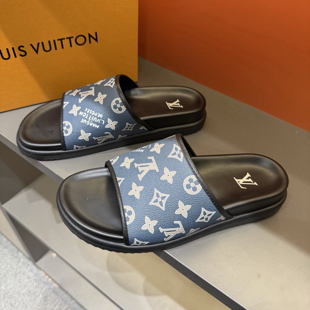 Louis Vuitton Monogram Slide Sandals - Overlapping Monogram-Pattern Upper