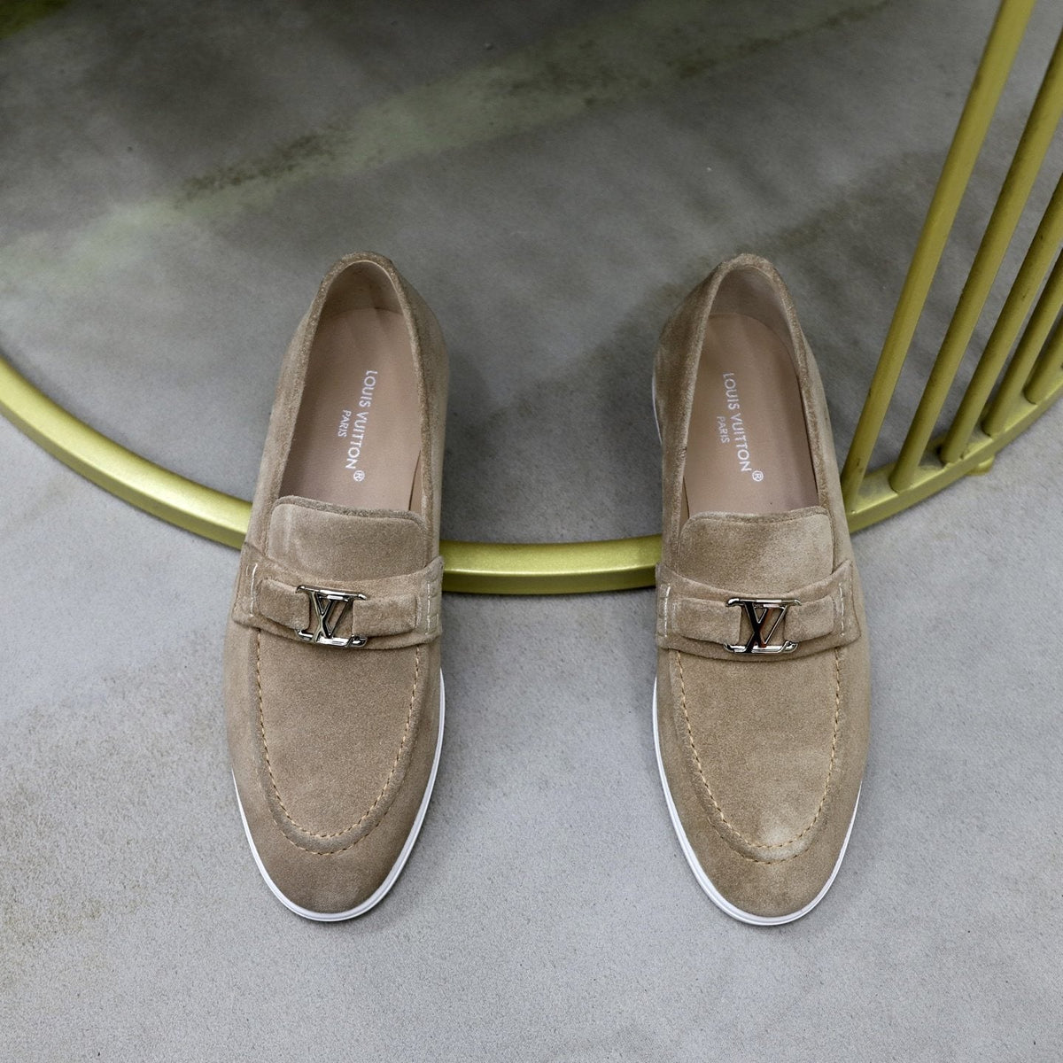Louis Vuitton Men's Suede-Like Metal Hardware Loafers