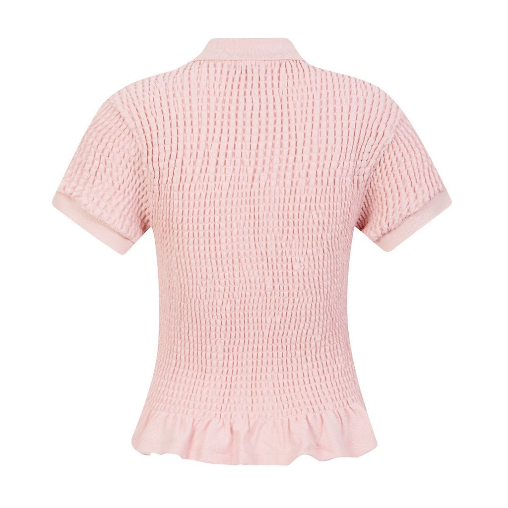 Ralph Lauren Ruffled-Hem Piqué Polo Top