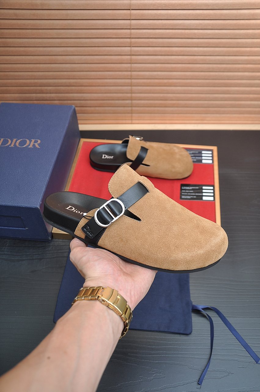 Dior Buckled Closed-Toe Mules