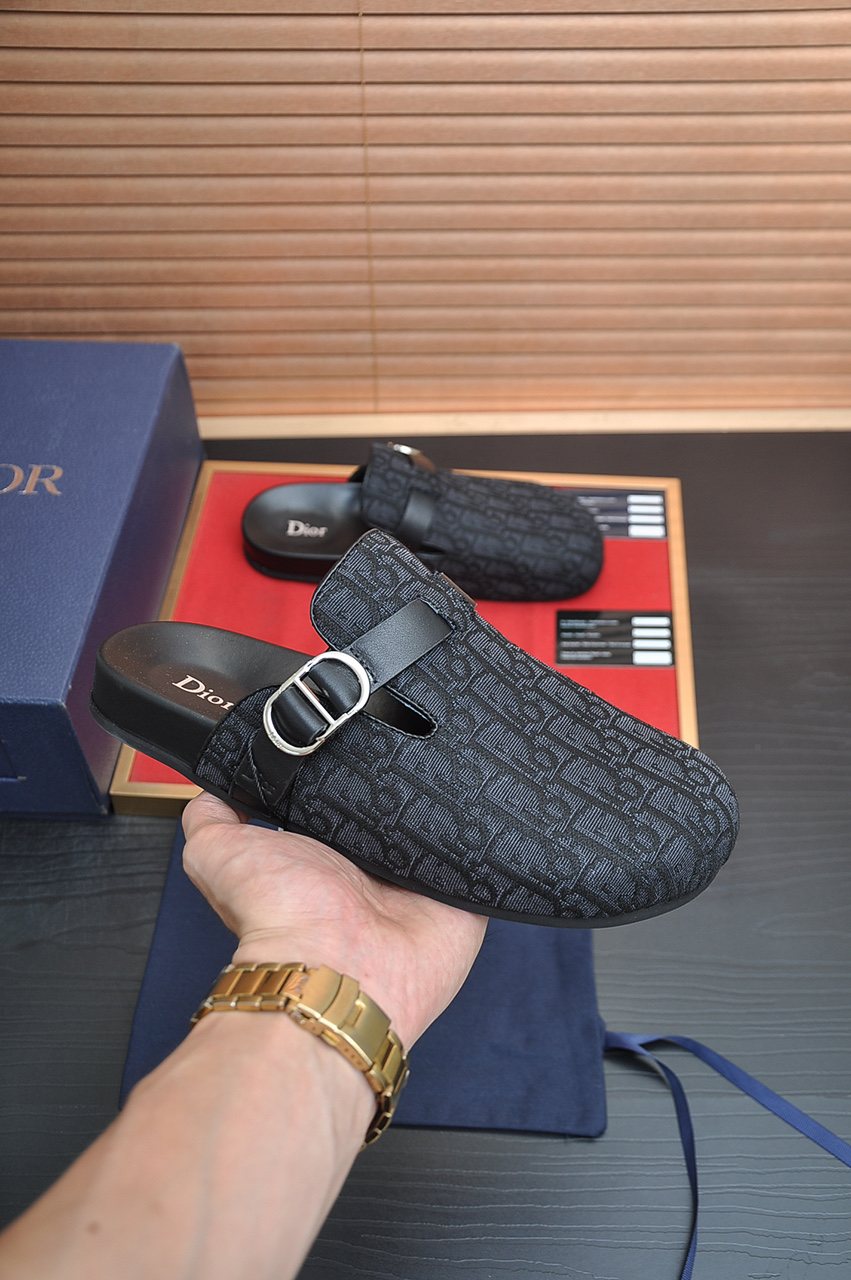 Dior Buckled Closed-Toe Mules